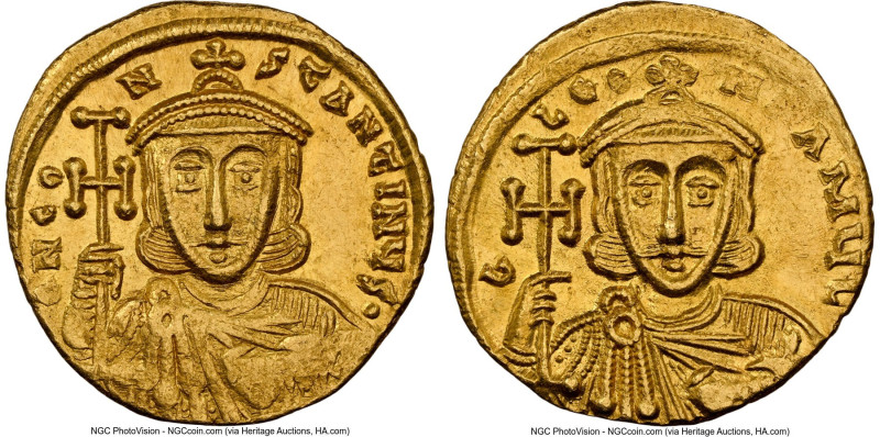 Constantine V Copronymus (AD 740/1-775), with Leo III. AV solidus (19mm, 4.44 gm...