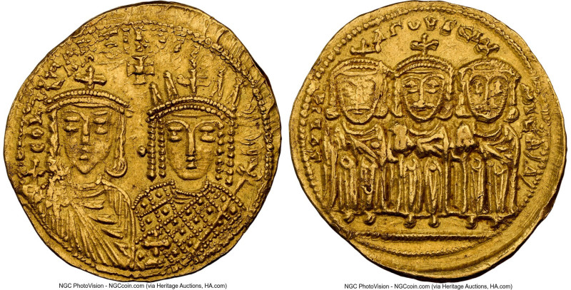 Constantine VI with Irene (AD 780-797). AV solidus (21mm, 4.38 gm, 6h). NGC Choi...