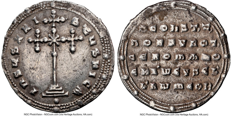 Constantine VII Prophyrogenitus with Romanus I Lecapenus (AD 920-944). AR miliar...