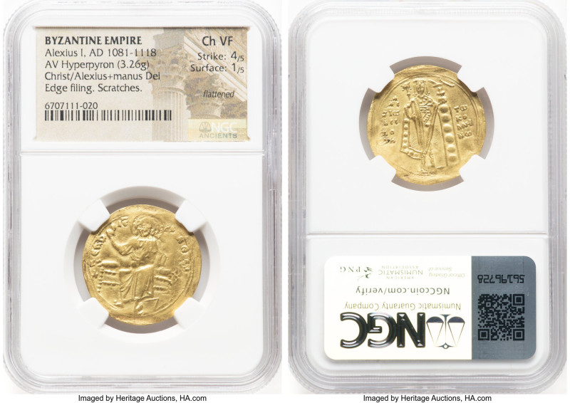 Alexius I Comnenus (AD 1081-1118). AV hyperpyron (25mm, 3.26 gm, 6h). NGC Choice...