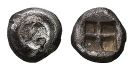 Asia Minor, Uncertain mint (probably Caria). AR Hemiobol, 0.26 g. - 5.62 mm. 6th century BC.
Obv.: Spiral pattern. (human eye).
Rev.: Quadripartite in...