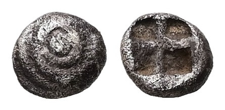 Asia Minor, Uncertain mint (probably Caria). AR Hemiobol, 0.29 g. - 5.37 mm. 6th...