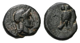 Asia Minor, Uncertain mint. (Lemnos, Myrina?) AE, 1.39 g. - 11.42 mm. circa 500-400 BC.
Obv.: Helmeted head of Athena right.
Rev.: Owl standing right,...