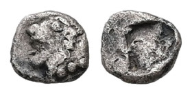 Asia Minor, uncertain mint. AR Tetartemorion, 0.24 g. - 5.78 mm. Circa 6th-5th centuries BC.
Obv.: Head of roaring lioness or panther left.
Rev.: Roug...