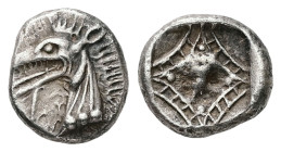 Caria, Kindya. AR Tetrobol, 1.72 g. - 12.00 mm. Circa 510-480 BC.
Obv.: Head of ketos left.
Rev.: Incuse geometric pattern.
Ref.: SNG Kayhan I 810.
VF...
