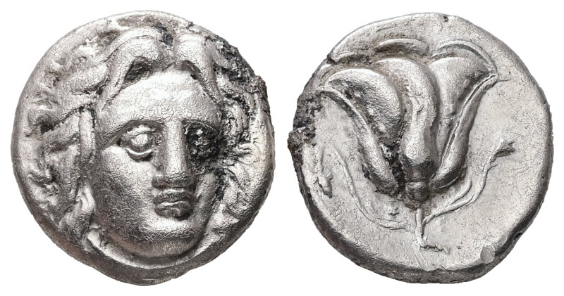 Caria, Rhodes. AR Didrachm, 6.62 g. - 18.75 mm. Circa 305-275 BC.
Obv.: Head of ...