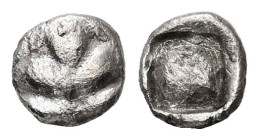 Caria, Rhodes. Kamiros. AR Hemiobol, 0.41 g. - 6.87 mm. Circa 500-460 BC.
Obv.: Fig leaf, seen from above.
Rev.: Incuse square punch.
Ref.: SNG Keckma...