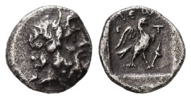 Caria, Stratonicaea. AR Hemidrachm, 1.41 g. - 11.76 mm. Circa 2nd-1st centuries BC. Uncertain magistrate.
Obv.: Laureate head of Zeus right.
Rev.: C-Τ...