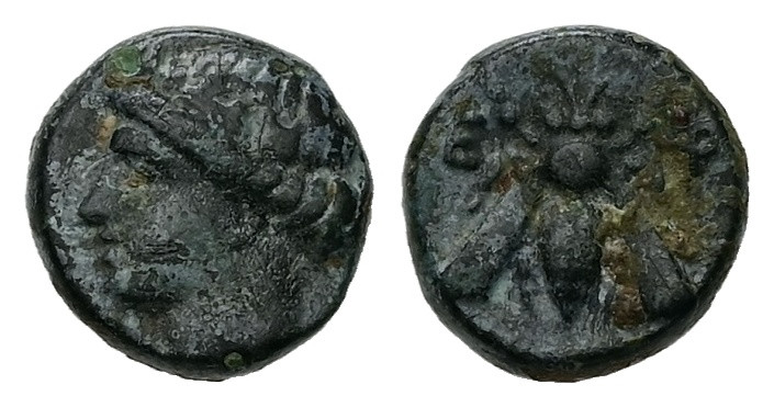 Ionia, Ephesos. AE, 1.41 g. - 10.06 mm. Circa 375-325 BC.
Obv.: Female head left...