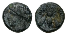 Ionia, Ephesos. AE, 1.41 g. - 10.06 mm. Circa 375-325 BC.
Obv.: Female head left, wearing mural-crown.
Rev.: E - Φ, Bee.
Ref.: SNG von Aulock 1839; SN...