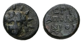 Ionia, Erythrai. AE, 1.14 g. - 9.49 mm. Circa 3rd-2nd centuries BC. Apollonios, magistrate.
Obv.: Radiate head of Helios facing slightly right.
Rev.: ...