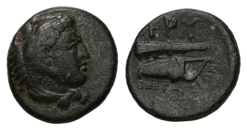 Ionia, Erythrai. AE, 2.00 g. - 13.11 mm. 4th century BC.
Obv.: Head of Herakles ...