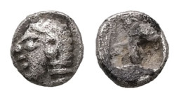 Ionia, Kolophon. AR Tetartemorion, 0.20 g. - 5.37 mm. Late 6th century BC.
Obv.: Archaic head of Apollo left.
Rev.: Quadripartite incuse square.
Ref.:...