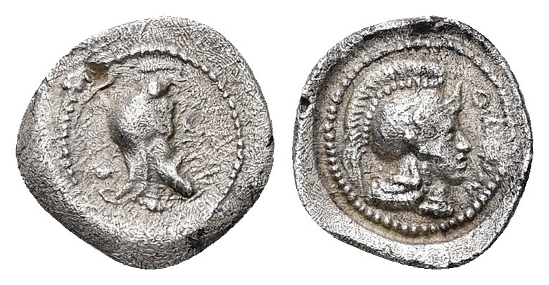 Dynasts of Lycia, Ddenewele. AR Obol, 0.63 g. - 11.10 mm. Circa 420/10-400 BC. U...