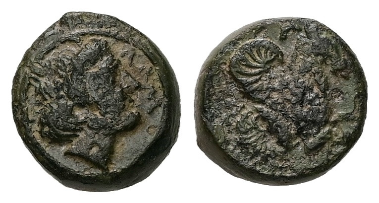 Mysia, Lampsakos. AE, 1.95 g. - 11.14 mm. 4th-3rd cent. BC.
Obv.: ΛΑΜ, Laureate ...