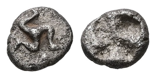 Pamphylia, Aspendos. AR Hemiobol, 0.49 g. - 7.49 mm. 5th century BC.
Obv.: Trisk...