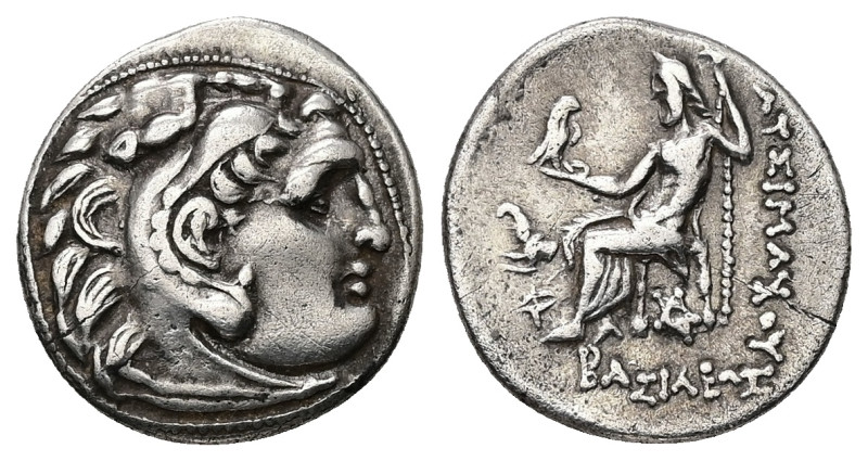 Kings of Thrace, (Macedonian). Lysimachos. AR Drachm, 4.04 g. - 18.78 mm. 305-28...