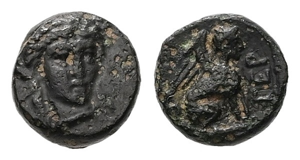 Troas, Gergis. AE, 0.82 g. - 8.30 mm. Circa 320-270 BC.
Obv.: Three-quarter faci...