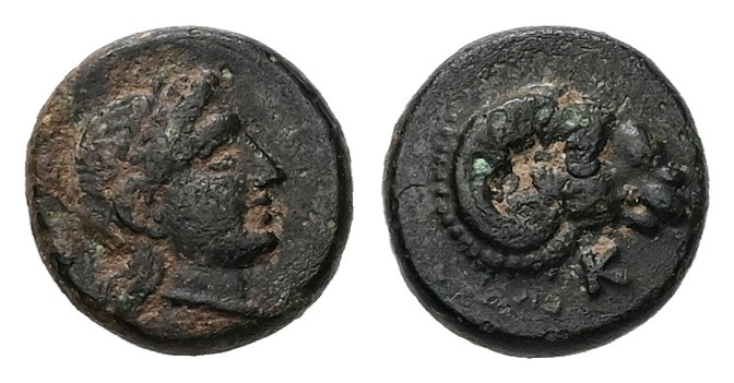 Troas, Kebren. AE, 1.12 g. - 9.71 mm. Circa 387-310 BC.
Obv.: Laureate head of A...