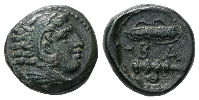 Kings of Macedon, Alexander III 'the Great'. AE, 6.77 g. - 17.49 mm. 336-323 BC....