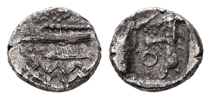 Phoenicia, Sidon. AR 1/16 Shekel, 0.80 g. - 10.34 mm. Ba`alšillem (Sakton) II, c...