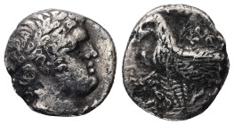Phoenicia, Tyre. AE, Half Shekel, 5.61 g. - 19.93 mm. circa 126 BC-AD 65. CY 171 = 45/6 AD.
Obv.: Laureate head of Melkart right, [lion skin around ne...