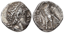 Ptolemaic Kings of Egypt. Ptolemy II Philadelphos. AR Tetradrachm, 13.18 g. - 24.52 mm. circa 285-260 BC. Tyre mint.
Obv.: Diademed head of Ptolemy I ...