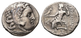 Kings of Macedon, Alexander III "the Great", AR Drachm, 3.93 g. - 18.55 mm. 336-323 BC. Kolophon.
Obv.: Head of Herakles right, wearing lion's skin he...