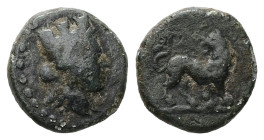 Troas, Gargara. AE, 2.25 g. - 13.23 mm. 2nd-1st centuries BC.
Obv.: Turreted head of Tyche right.
Rev.: ΓΑΡ, Lion standing right, head left.
Ref.: ...
