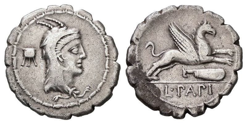 L. Papius, 79 BC. AR, Denarius. 3.73 g. 20.21 mm. Rome.
Obv: Head of Juno Sospit...