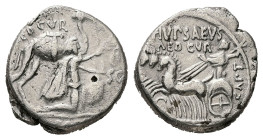 M. Aemilius Scaurus and Pub. Plautius Hypsaeus, 58 BC. AR, Denarius. 3.66 g. 16.82 mm. Rome.
Obv: [M SCAVR EX S C A]ED CVR. Camel, right; before, knee...
