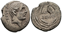 Albinus Bruti F, 48 BC. AR, Denarius. 3.36 g. 18.24 mm. Rome.
Obv: A·POSTVMIVS·COS. Head of A. Postumius, right.
Rev: ALBINVS, BRVTI·F. Legend within ...