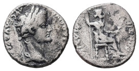 Tiberius, 14-37 AD. AR, Denarius, "Tribute Penny" type. 3.43 g. 17.15 mm. Lugdunum (Lyon).
Obv: TI CAESAR DIVI AVG F AVGVSTVS. Laureate head right.
Re...