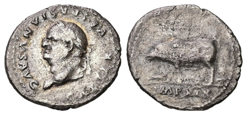 Vespasian, 69-79 AD. AR, Denarius. 2.88 g. 18.69 mm. Rome.
Obv: CAESAR VESPASIA...