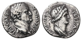 Vespasian, AD 69-79. AR, Denarius. 2.92 g. 15.83 mm. Ephesus.
Obv: IMP CAES VESPAS AVG. Head of Vespasian, laureate, right.
Rev: [PACI] ORB TERR AVG. ...
