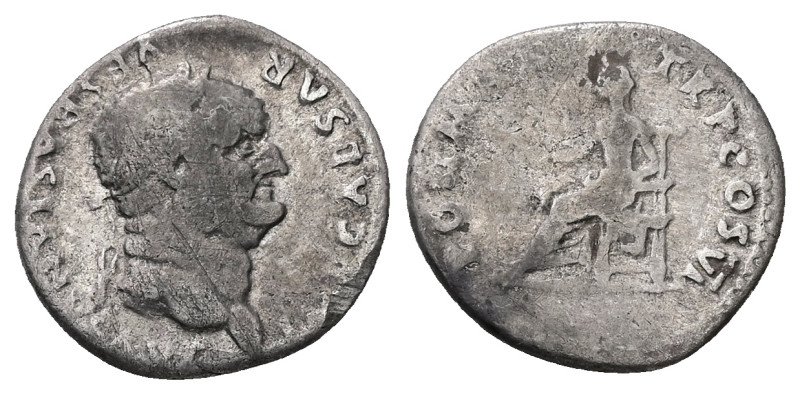 Vespasian, AD 69-79. AR, Denarius. 2.71 g. 18.80 mm. Rome.
Obv: [IMP] CAESAR VES...