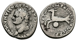 Titus, AD 79-81. AR, Denarius. 2.90 g. 19.15 mm. Rome.
Obv: IMP TITVS CAES VESPASIAN AVG P M. Head of Titus, laureate, left.
Rev: TR P VIIII IMP XII...