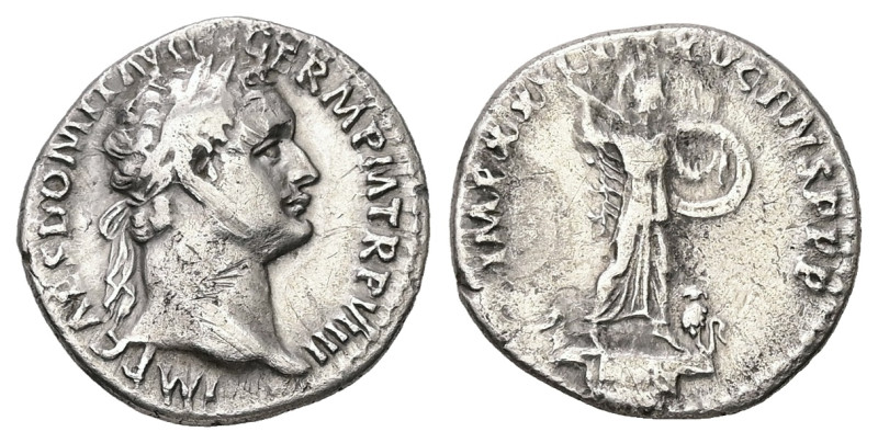 Domitian, AD 81-96. AR, Denarius. 3.01 g. 18.23 mm. Rome.
Obv: IMP CAES DOMIT AV...
