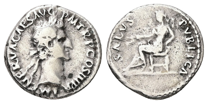 Nerva, AD 96-98. AR, Denarius. 3.20 g. 17.76 mm. Rome.
Obv: IMP NERVA CAES AVG P...