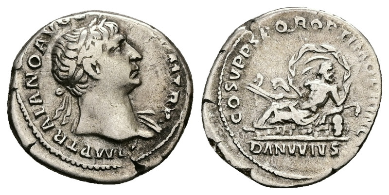 Trajan, AD 98-117. AR, Denarius. 3.23 g. 19.51 mm. Rome.
Obv: IMP TRAIANO AVG [G...