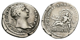 Trajan, AD 98-117. AR, Denarius. 3.23 g. 19.51 mm. Rome.
Obv: IMP TRAIANO AVG [GER DAC P] M TR P. Bust of Trajan, laureate, right; draped on left shou...