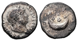 Hadrian, AD 117-138. AR, Denarius. 2.56 g. 17.54 mm. Rome.
Obv: HADRIANVS AVGVSTVS. Head of Hadrian, laureate, right; with slight drapery on his left ...