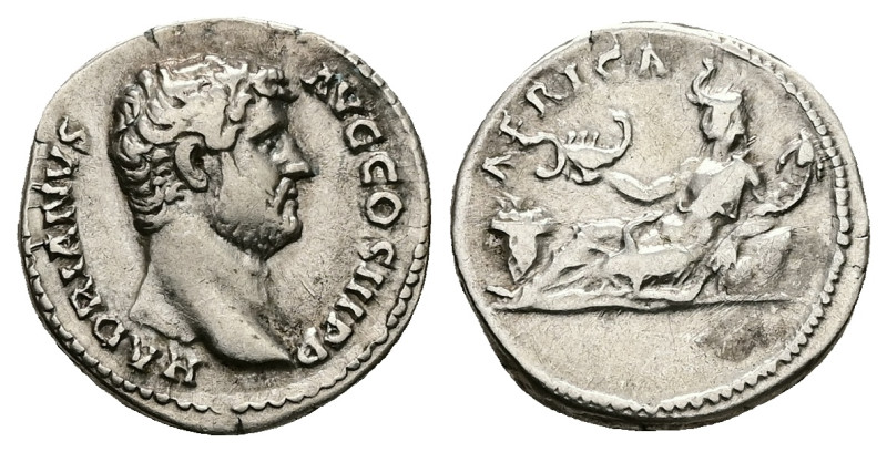 Hadrian, AD 117-138. AR, Denarius. 3.21 g. 18.01 mm. Rome. Circa AD 130-133.
Obv...