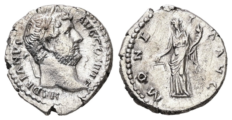 Hadrian, AD 117-138. AR, Denarius. 2.99 g. 17.33 mm. Rome.
Obv: HADRIANVS AVG CO...
