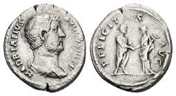 Hadrian, 117-138 AD. AR, Denarius. 2.83 g. 18.45 mm. Rome.
Obv: HADRIANVS AVG COS III P P. Draped bust of Hadrian, right.
Rev: FELICITAS AVG. Hadrian ...