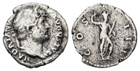 Hadrian, AD 117-138. AR, Denarius. 3.02 g. 18.48 mm. Rome.
Obv: HADRIANVS AVGVSTVS. Head of Hadrian, laureate, right.
Rev: COS III. Virtus standing ri...