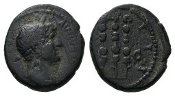 Hadrian, AD 117-138. AE, Quadrans. 3.50 g. 16.95 mm. Rome.
Obv: [HADRIANVS] AVGVS[TVS P P]. Head of Hadrian, laureate, right.
Rev: COS III, S C. Eagle...