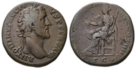 Antoninus Pius, AD 138-161. AE, Sestertius. 24.25 g. 31.63 mm. Rome.
Obv: ANTONINVS AVG PIVS P P TR P XVII. Head of Antoninus Pius, laureate, right.
R...