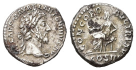 Marcus Aurelius, AD 161-180. AR, Denarius. 3.00 g. 16.88 mm. Rome.
Obv: IMP M AVREL ANTONINVS AVG. Head of Marcus Aurelius, laureate, right.
Rev: CONC...