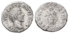 Marcus Aurelius, AD 161-180. AR, Denarius. 2.84 g. 17.27 mm. Rome.
Obv: IMP M AVREL ANTONINVS AVG. Head of Marcus Aurelius, laureate, right.
Rev: CONC...